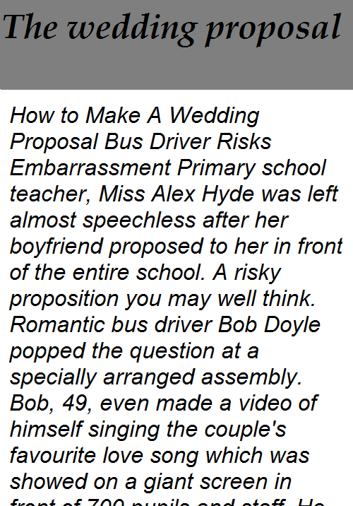 The wedding proposal