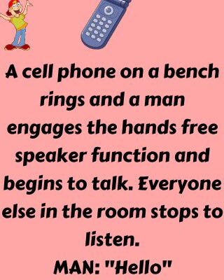 A cell phone on a bench rings and a man engages