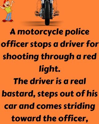 A motorcycle police officer stops a driver