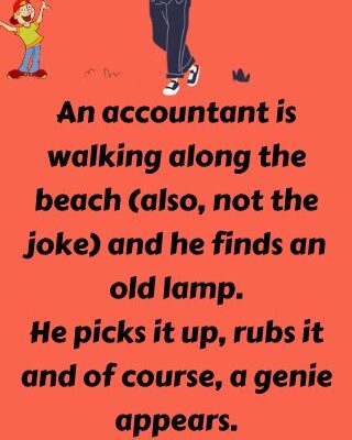 An accountant is walking along the beach