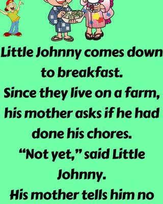 Little Johnny comes down to breakfast