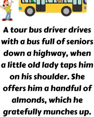 A tour bus driver drives with a bus
