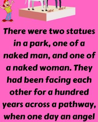 Two statues in a park