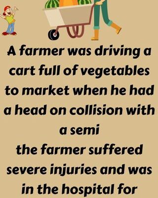 A farmer was driving a cart full of vegetables