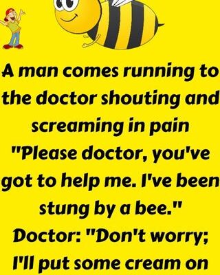 A man gets stung by a bee
