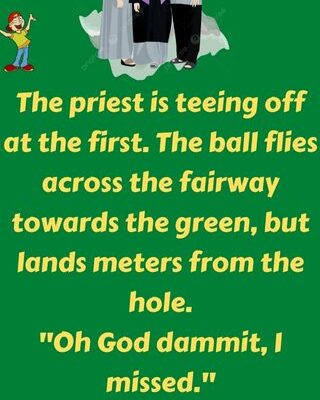 A nun and a priest are playing golf