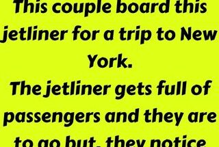 This couple board this jetliner for a trip to New York
