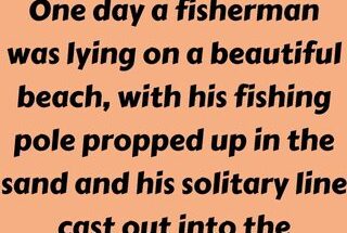 A fisherman was lying on a beautiful beach