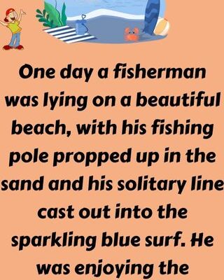 A fisherman was lying on a beautiful beach