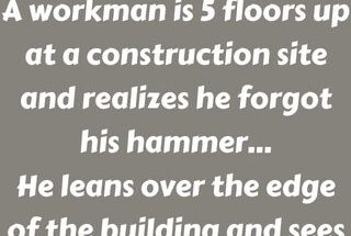 A workman is 5 floors up at a construction site