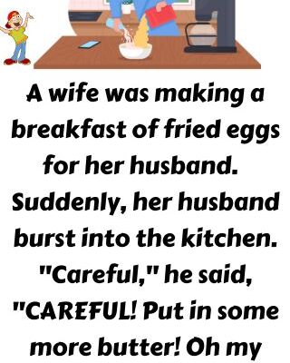 A wife was making a breakfast