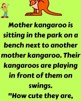 Mother kangaroo is sitting in the park