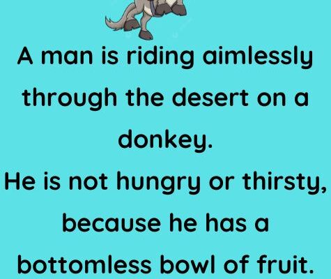 A man is riding desert on a donkey
