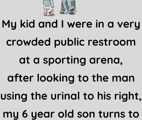 My kid and I were in public restroom